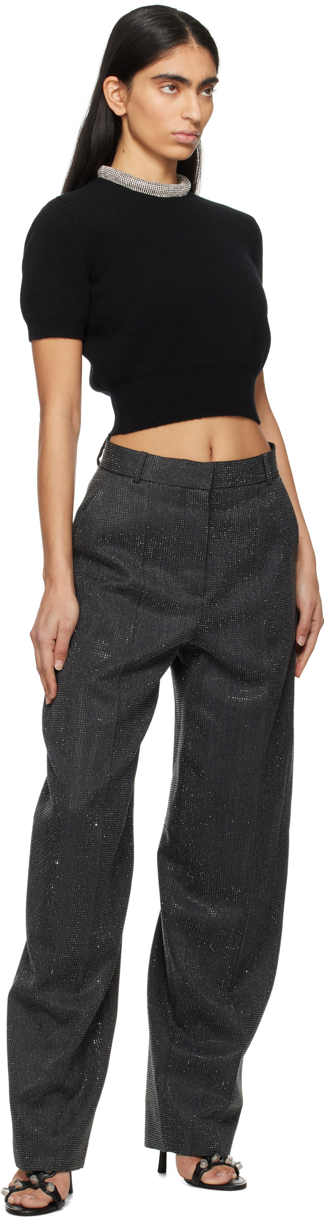 Alexander Wang Black Crystal Tubular Necklace T-shirt