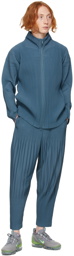 Homme Plissé Issey Miyake Blue Color Pleats Zip-Up Jacket
