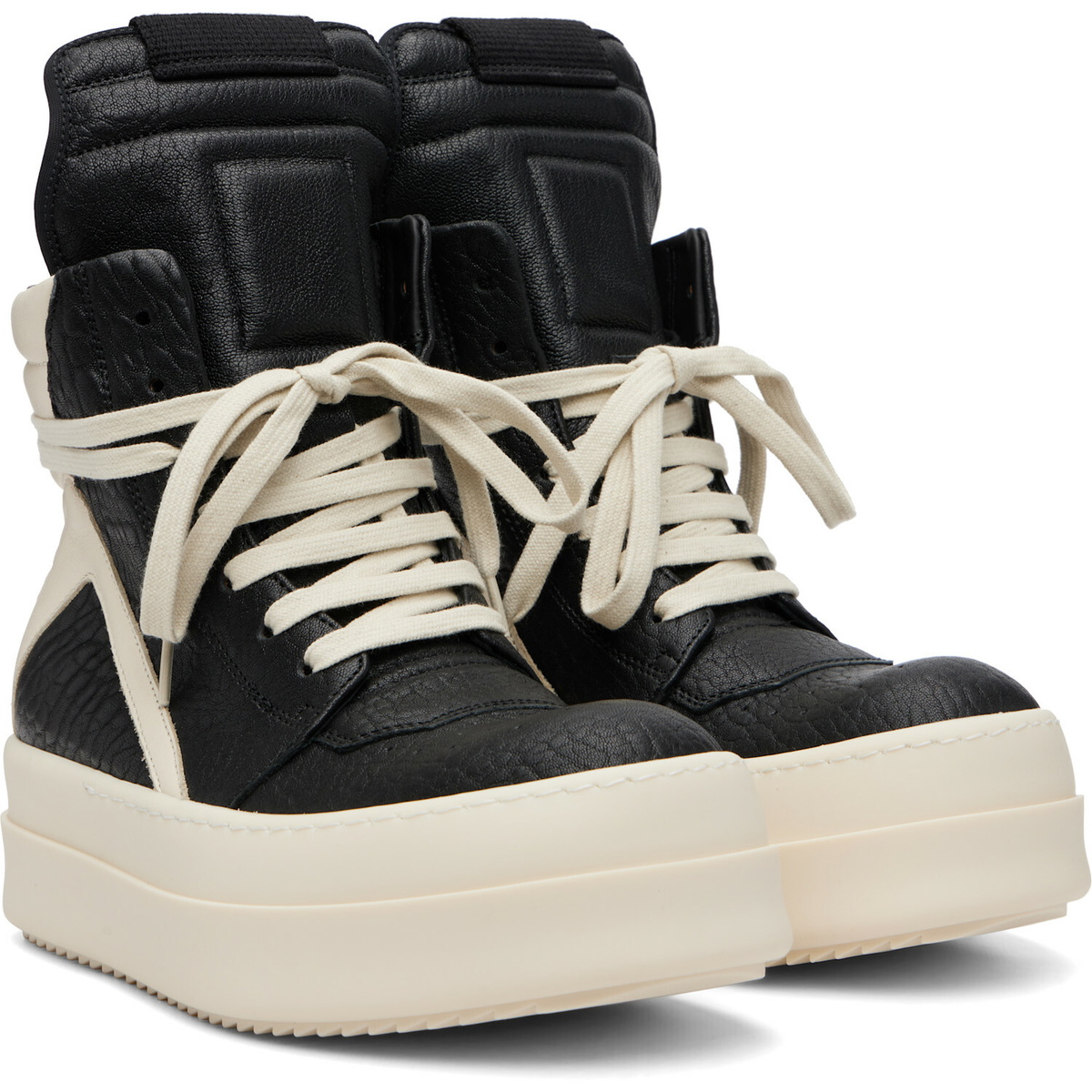 Rick Owens Black & Off-White Tower Mega Bumper Geobasket Sneakers