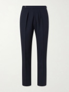 Drake's - Straight-Leg Pleated Virgin Wool Suit Trousers - Blue