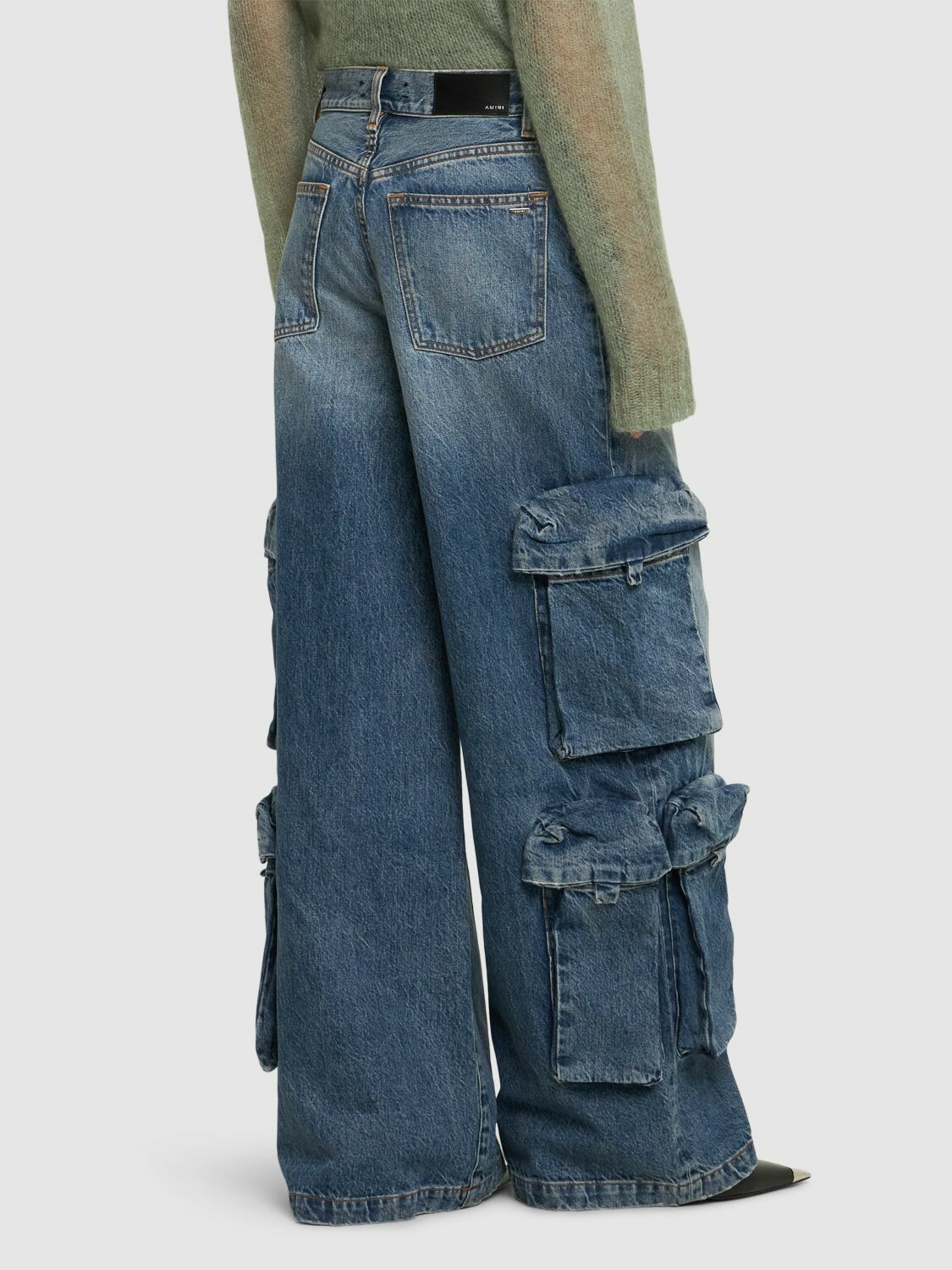 AMIRI - Wide Cotton Denim Cargo Jeans Amiri