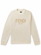 Fendi - Logo-Print Cotton-Blend Terry Sweatshirt - Neutrals
