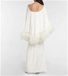 Monique Lhuillier Feather-trimmed silk dress