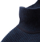 Maison Kitsuné - Ribbed Mélange Lambswool Rollneck Sweater - Blue
