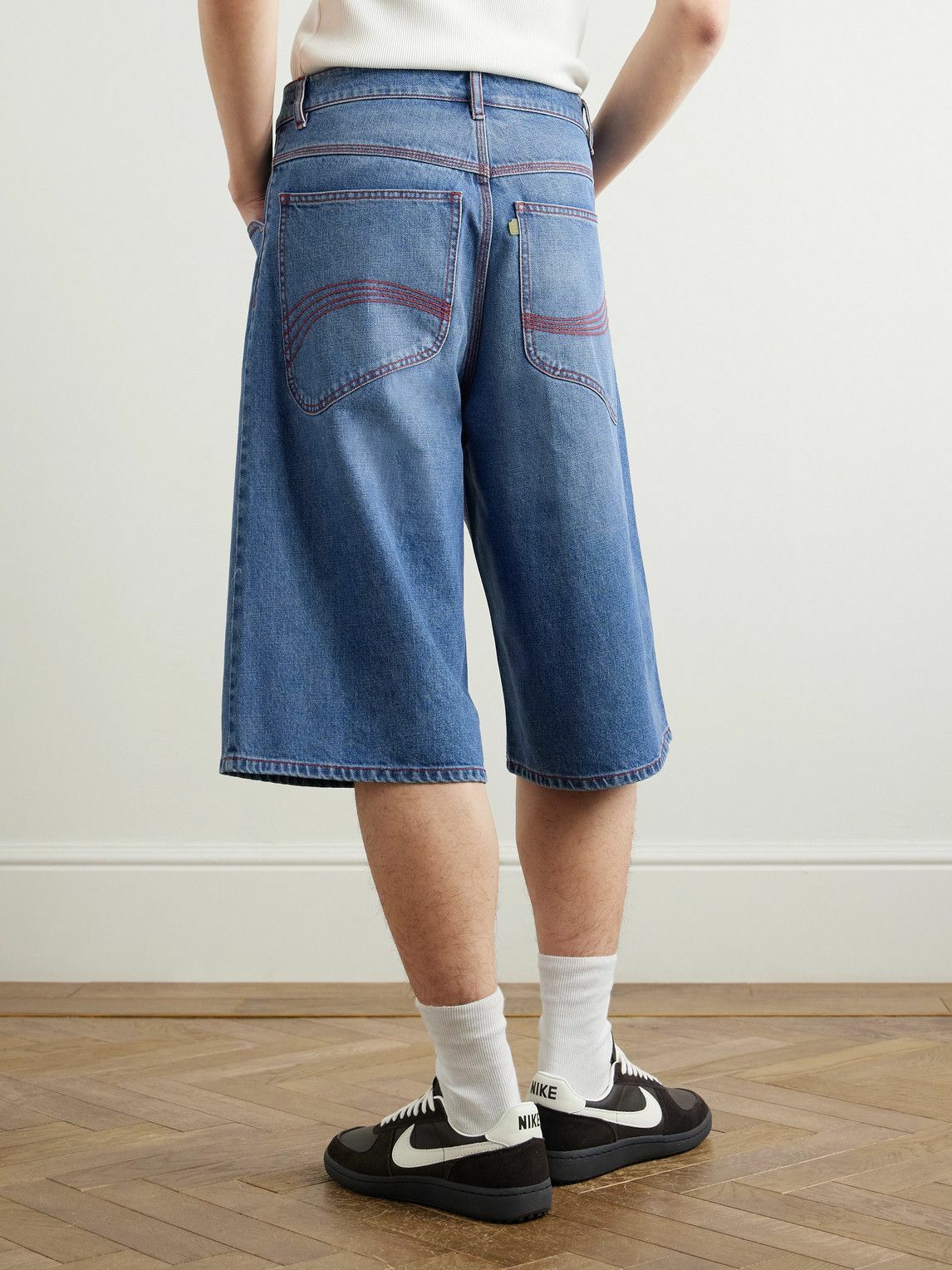 ERL - Indiana Skate Wide-Leg Denim Shorts - Blue ERL