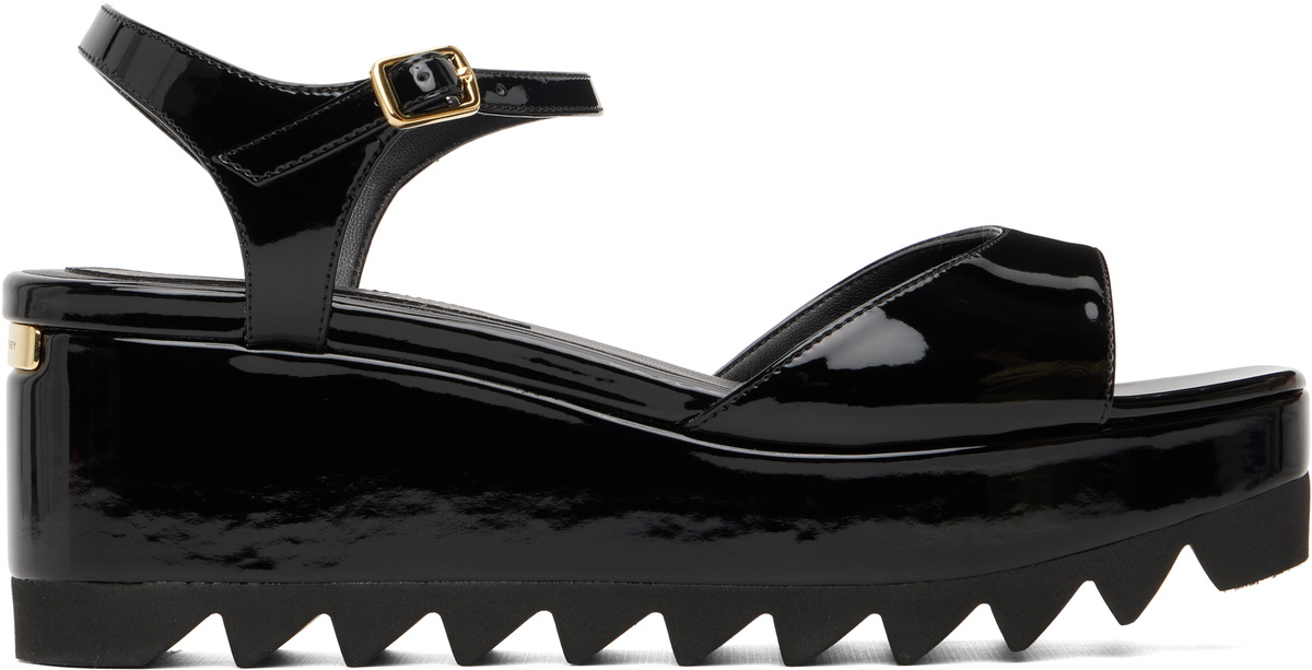 Stella McCartney Black Elyse Patent Platform Sandals