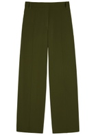 Another Tomorrow Wide-leg Stretch-wool Trousers Dark Green