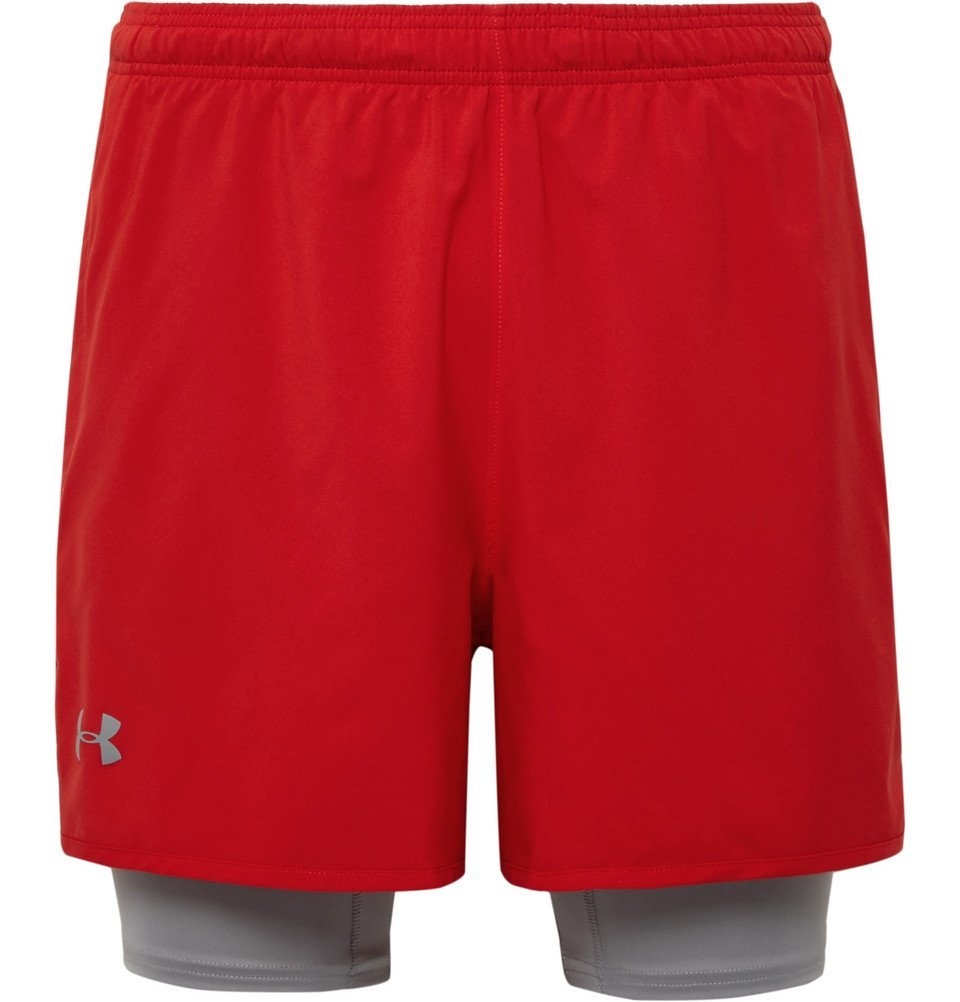 Armour - Qualifier 2-in-1 Shell and Stretch-Jersey Shorts - - Red Under Armour