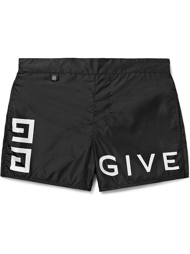 Photo: Givenchy - Slim-Fit Short-Length Logo-Print Swim Shorts - Black