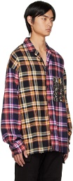 Versace Jeans Couture Navy Stripes Tapestry Plaid Shirt