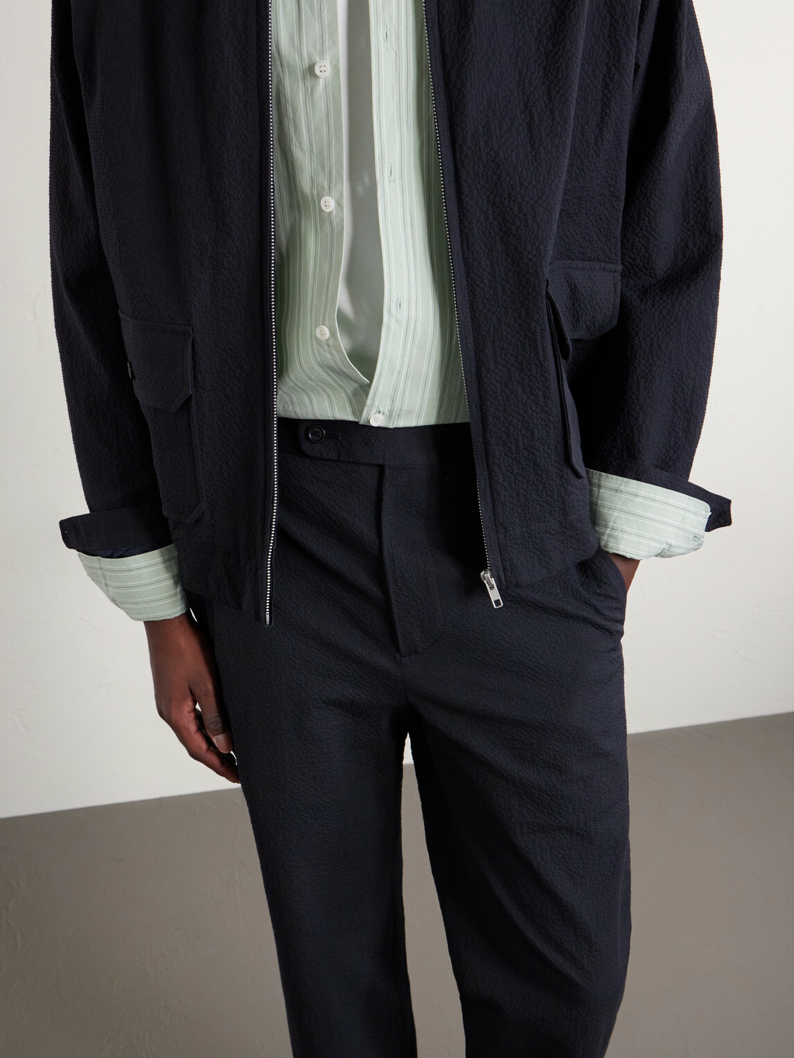 BODE - Straight-Leg Cotton-Blend Seersucker Trousers - Blue