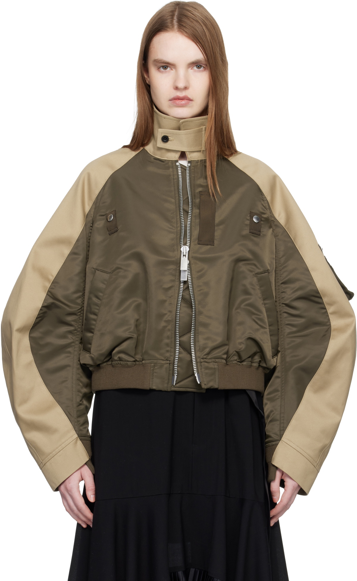 sacai Khaki & Beige Chino Twill Bomber Jacket