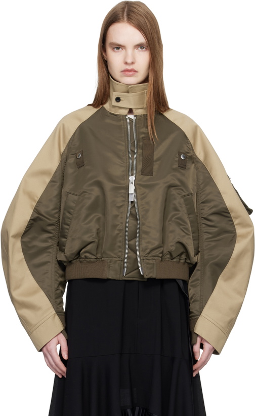 Photo: sacai Khaki & Beige Chino Twill Bomber Jacket