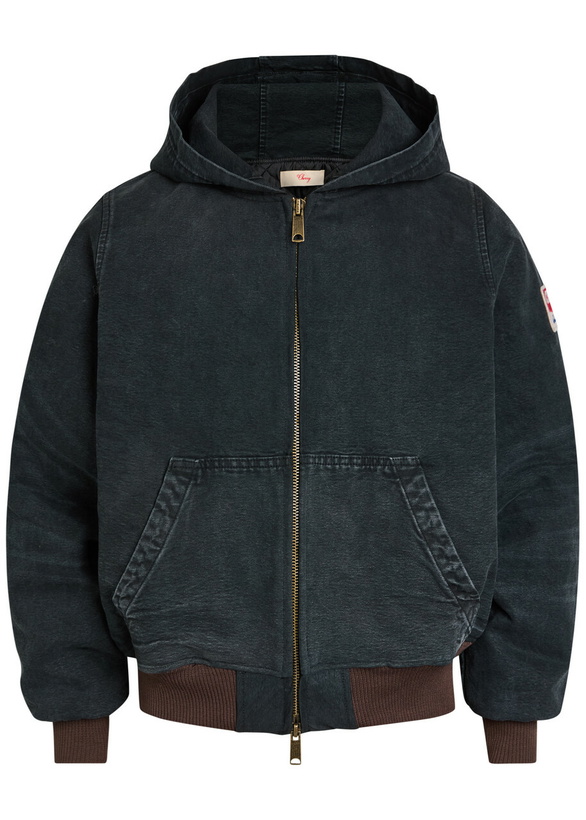 Photo: Cherry Los Angeles Logo-appliquéd Hooded Quilted Denim Jacket Black