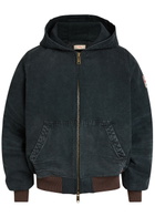Cherry Los Angeles Logo-appliquéd Hooded Quilted Denim Jacket Black