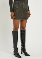 Alice + Olivia Joss Embellished Stretch-denim Mini Dress Charcoal
