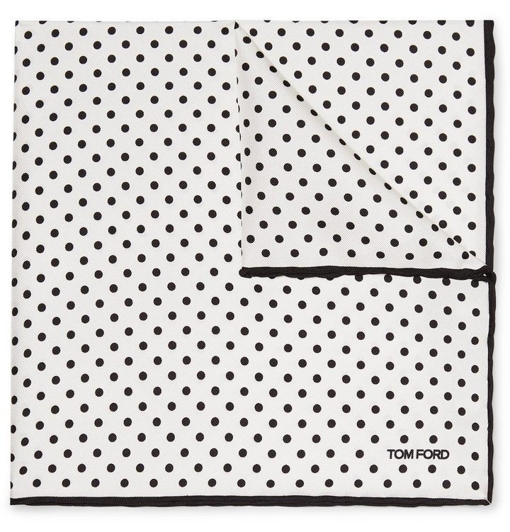 Photo: TOM FORD - Polka-Dot Silk-Twill Pocket Square - White