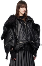 Junya Watanabe Black Padded Faux-Leather Jacket