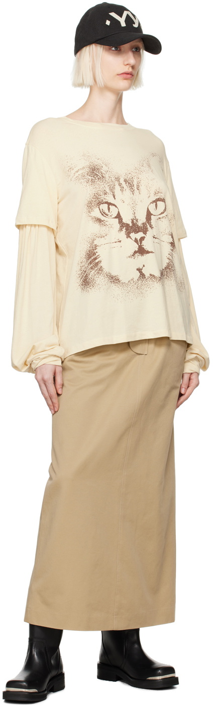 OPEN YY Off-White Layered Cat Long Sleeve T-shirt OPEN YY