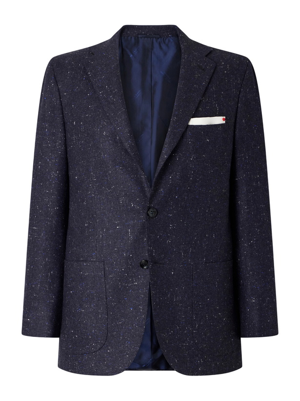 Photo: Kiton - Donegal Cashmere-Grain de Poudre Blazer - Blue