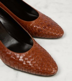 The Row Charlotte 65 braided leather pumps