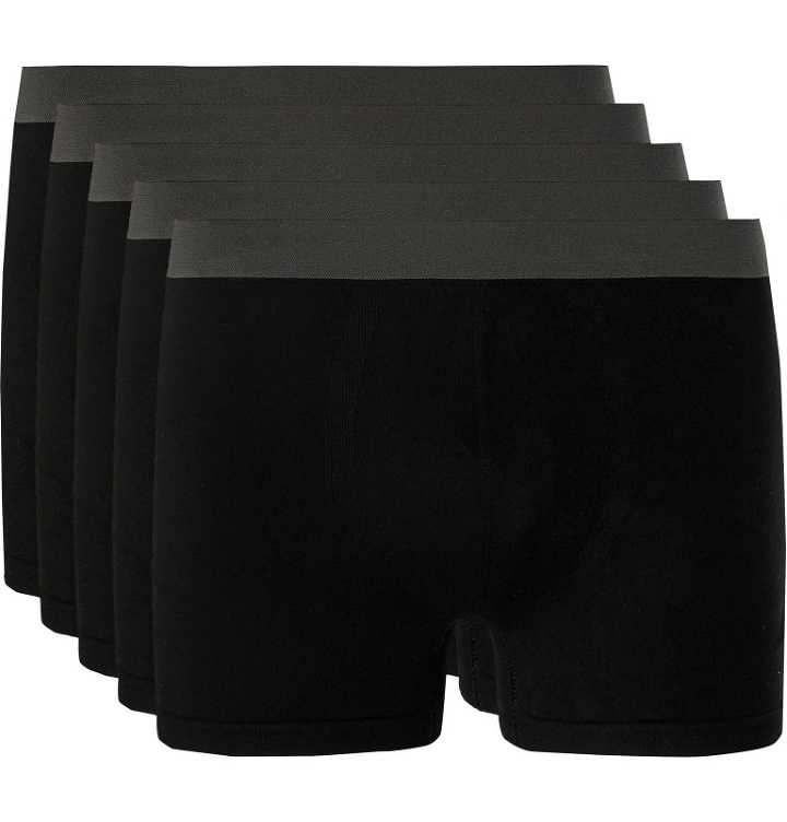 Photo: Hamilton and Hare - Pack of Five Bamboo-Blend Boxer Briefs - Black
