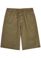 Saint Laurent Logo-embroidered Cotton Shorts Khaki