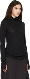 Lauren Manoogian Black Fine Funnel Turtleneck