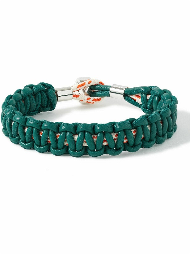 Photo: Isabel Marant - Silver-Tone, Braided Leather and Cord Bracelet - Green