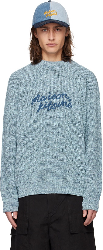 Photo: Maison Kitsuné Blue Handwriting Sweater