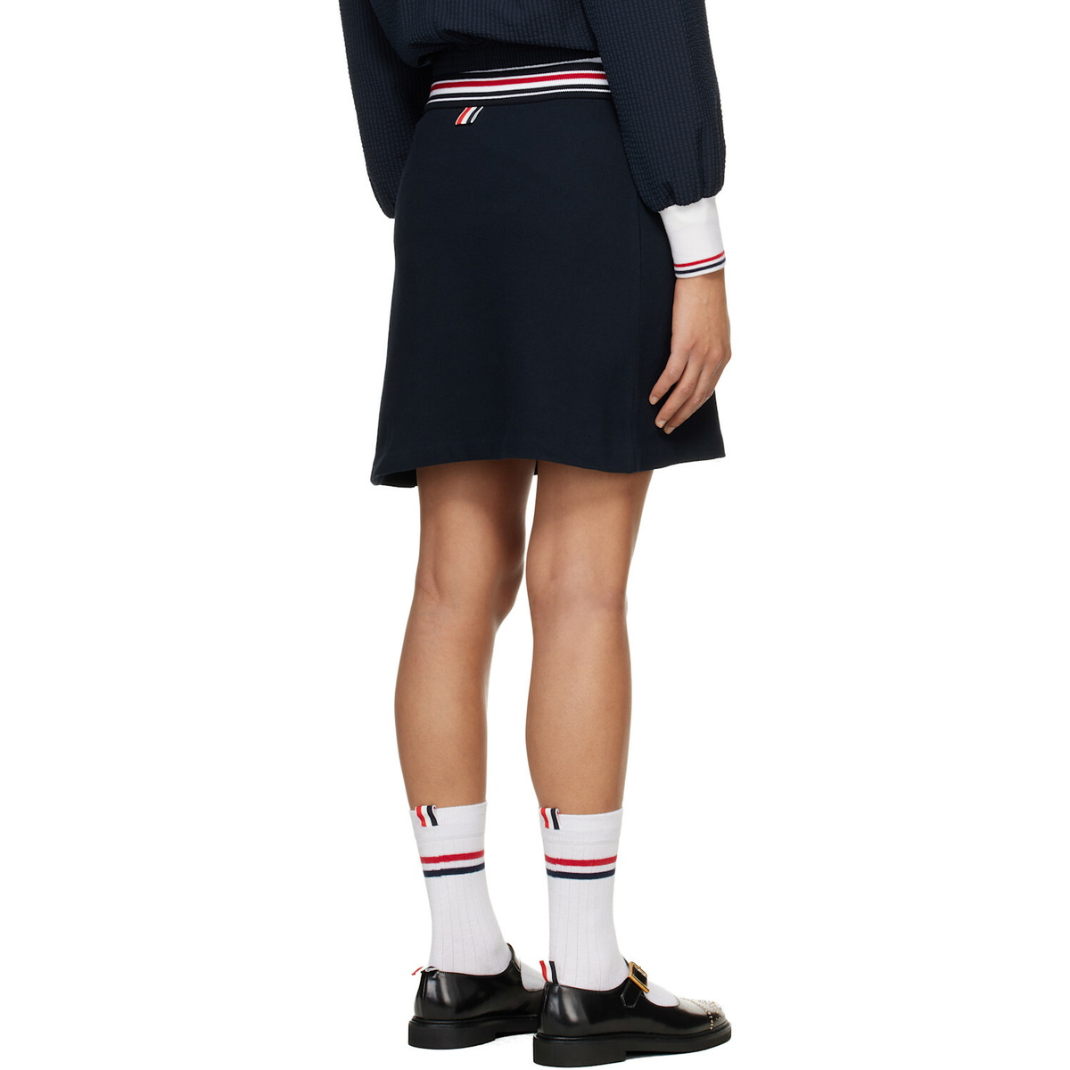 Thom Browne Navy RWB Trim Wrap Miniskirt