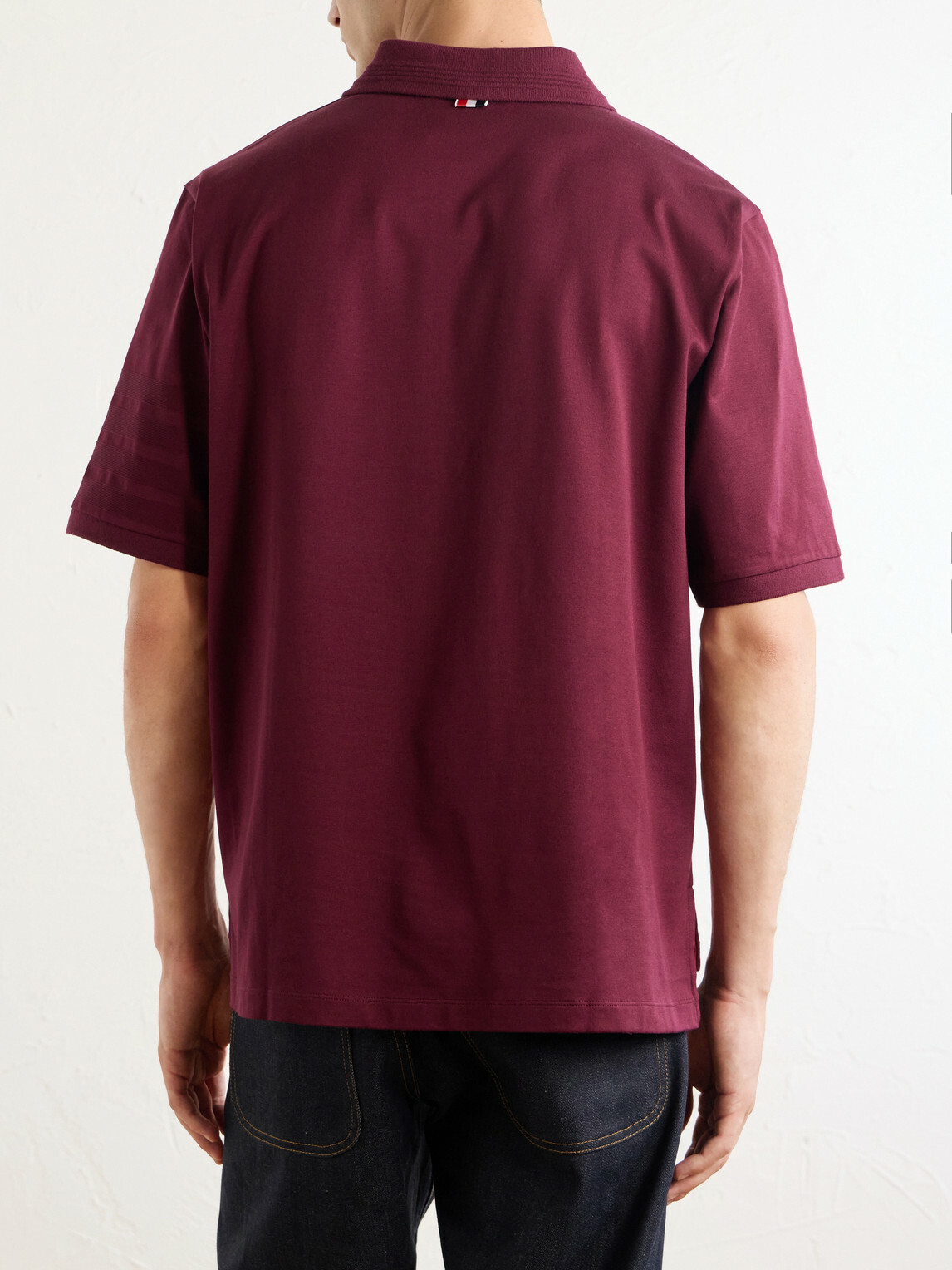 Thom Browne - Cotton-Jersey Polo Shirt - Burgundy