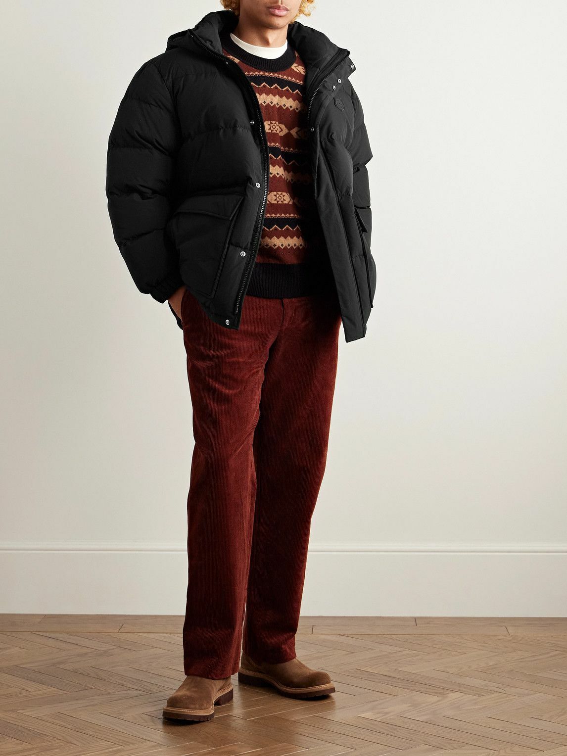 Maison Kitsuné - Logo-Appliquéd Quilted Shell Hooded Down Jacket - Black
