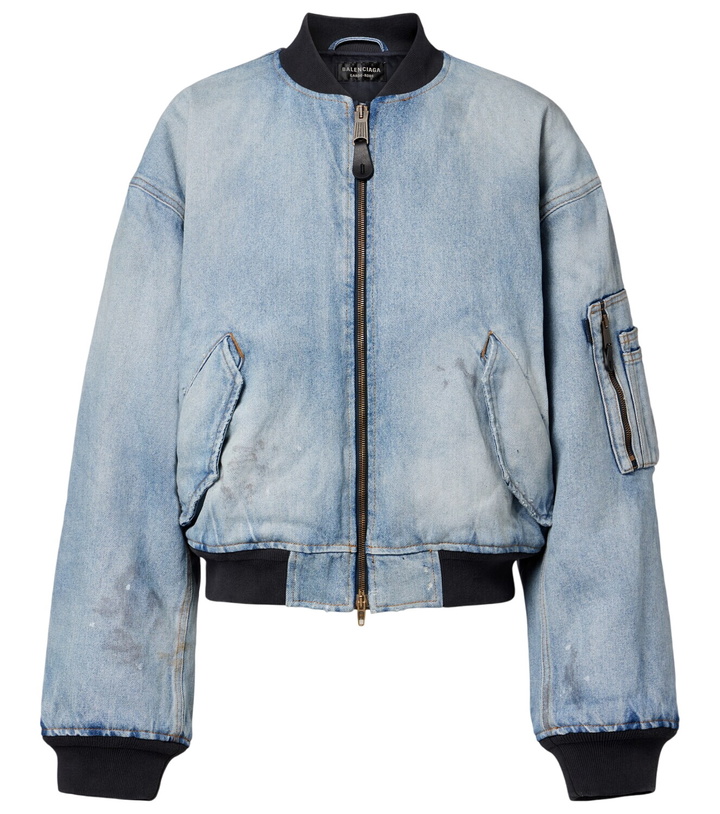 Photo: Balenciaga Cropped denim bomber jacket