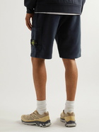 Stone Island - Straight-Leg Logo-Appliquéd Cotton-Jersey Drawstring Shorts - Blue