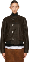 COOR Brown Deck Hook Faux-Suede Bomber Jacket