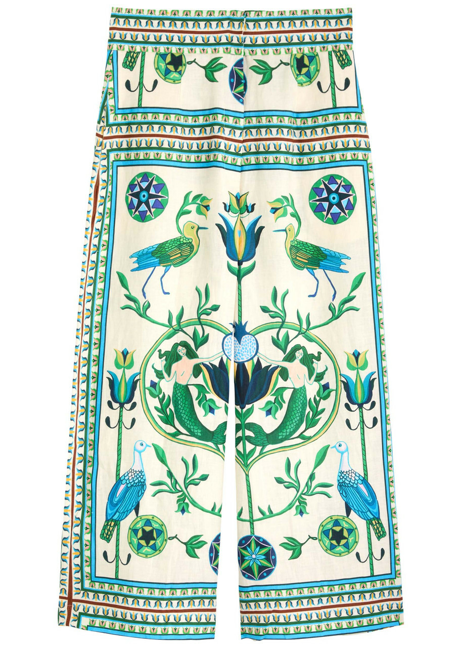 Lug Von Siga Maria Printed Linen Trousers Green