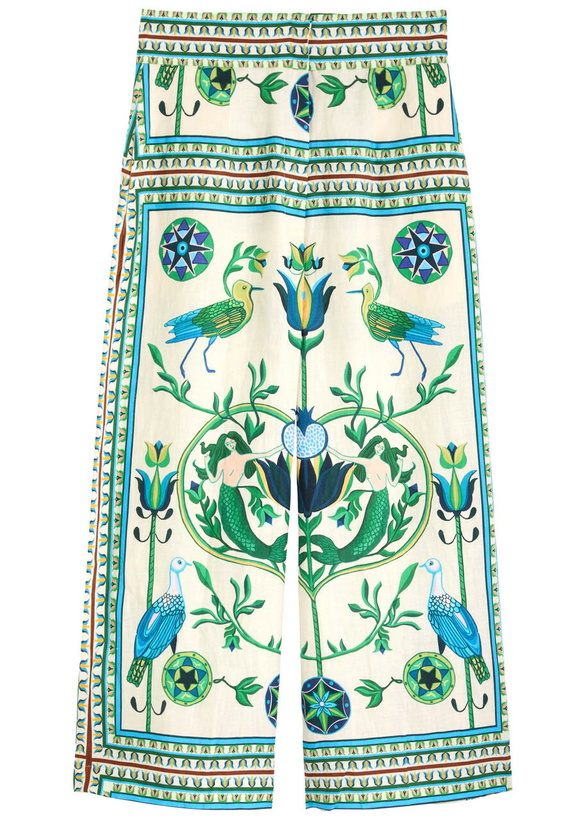 Photo: Lug Von Siga Maria Printed Linen Trousers Green
