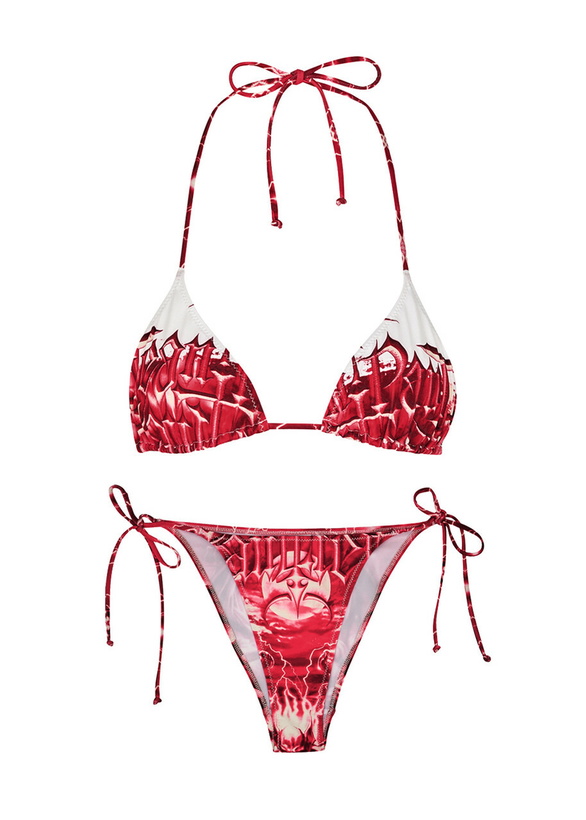 Photo: Jean Paul Gaultier Diablo Printed Triangle Bikini White Red