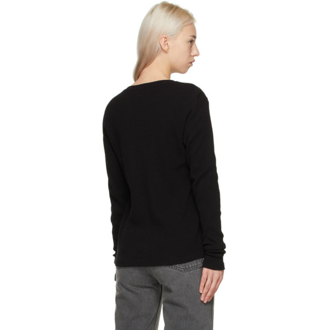 Re/Done Black Hanes Edition Thermal Henley Re/Done