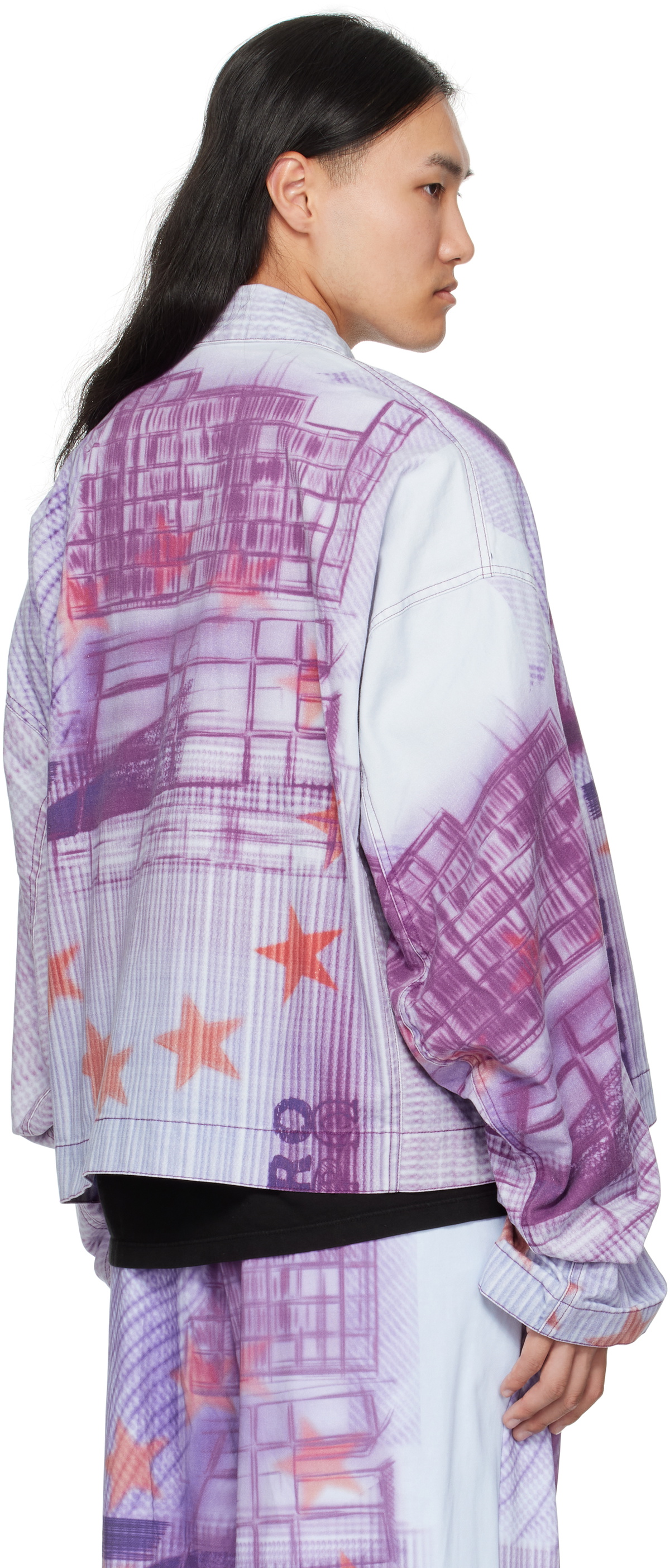 Gerrit Jacob Purple Printed Denim Jacket