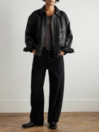 SAINT LAURENT - Full-Grain Leather Bomber Jacket - Black