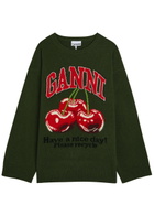 Ganni Intarsia Wool-blend Jumper Green