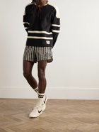 Nike - BODE Scrimmage Straight-Leg Logo-Embroidered Striped Satin Shorts - Black