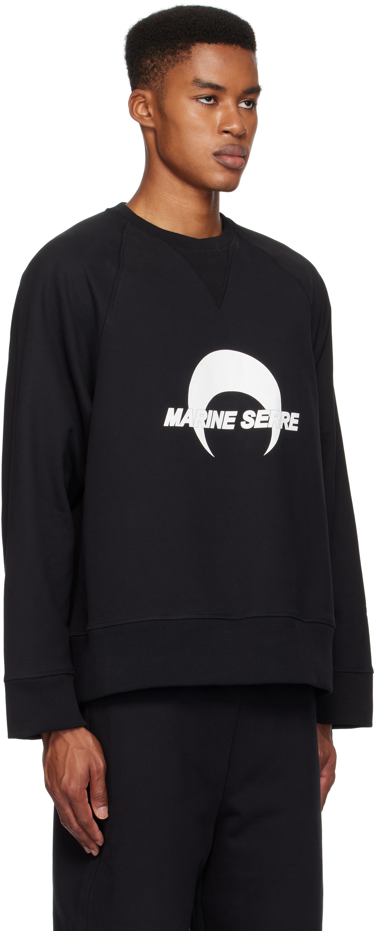 Marine Serre Black Moon Logo Fleece Raglan Sweatshirt