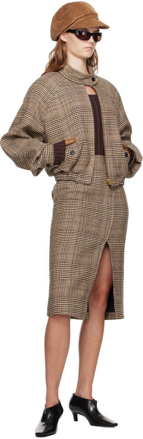 Recto Brown Scoop Neck Fitted Sweater