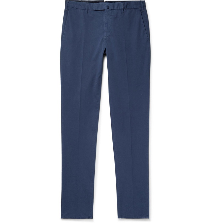 Photo: INCOTEX - Slim-Fit Stretch-Cotton Twill Trousers - Blue