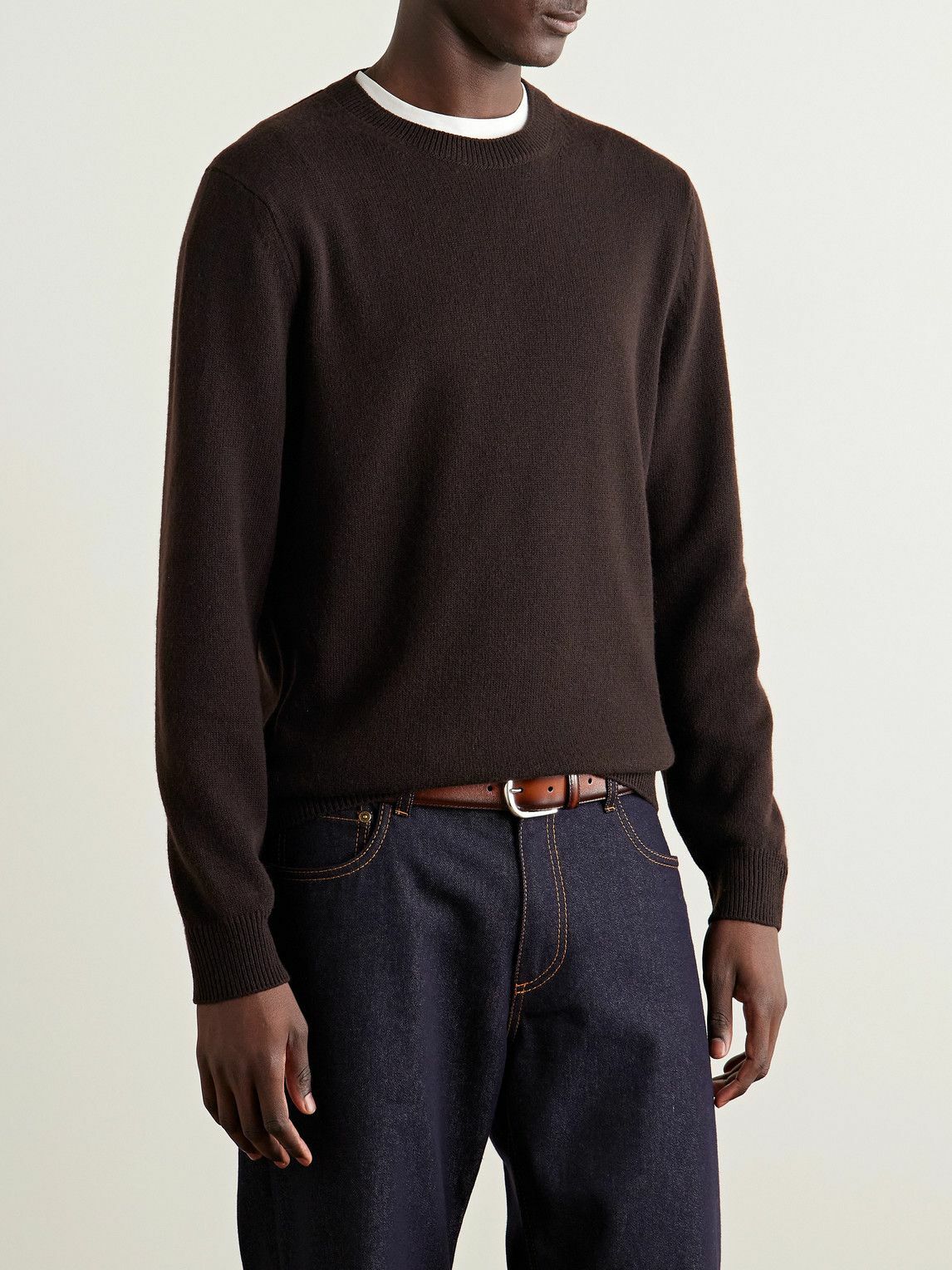 Incotex - Zanone Virgin Wool and Cashmere-Blend Sweater - Brown
