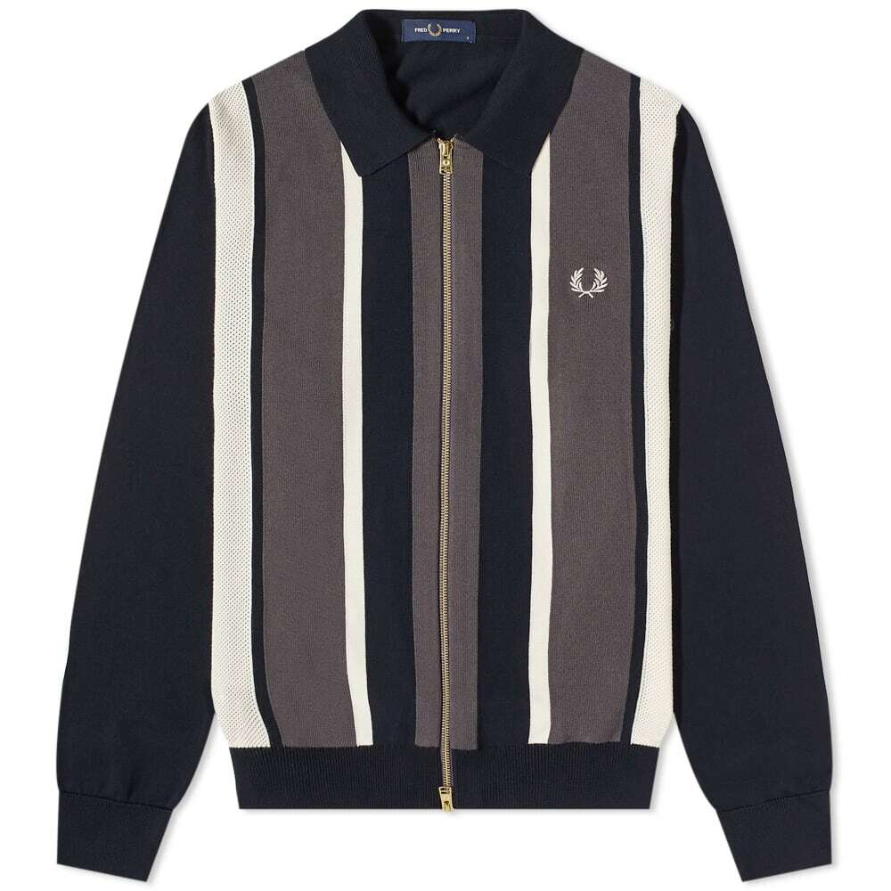 Fred Perry Striped Zip-Through Cardigan Fred Perry