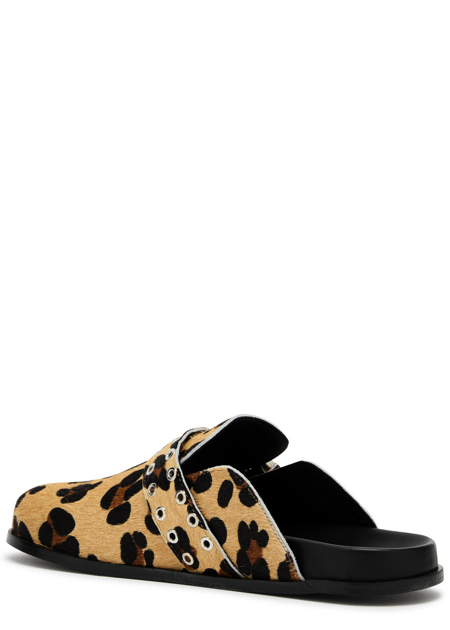 Alohas Halia Leopard-print Calf-hair Clogs